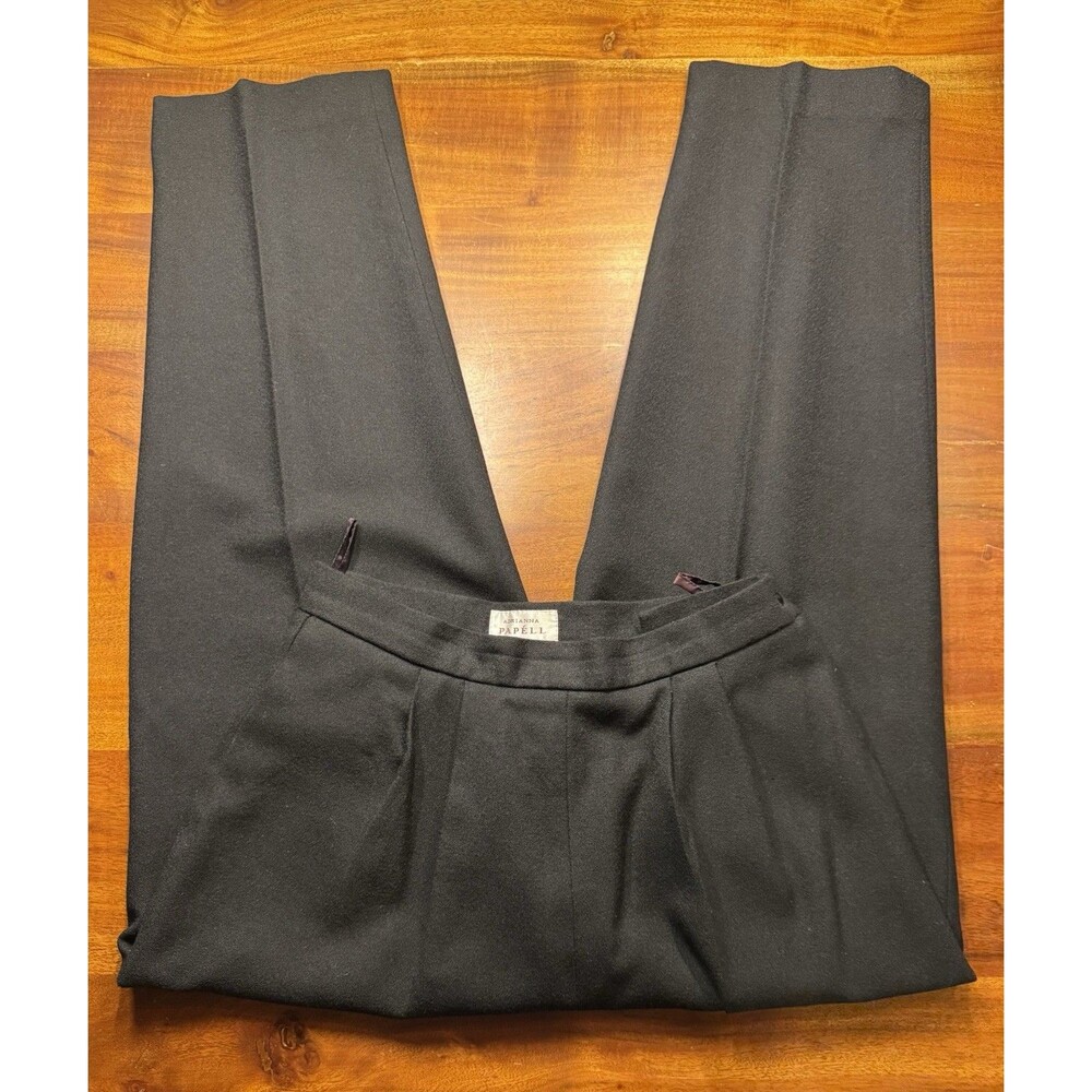 Vintage Adrianna Papell Pleated Wool Trousers Pants Black Lined Women’s Size 12